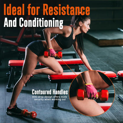 Dumbbell Set with Stand Anti-Slip Neoprene Coated Gray/Black/Orange