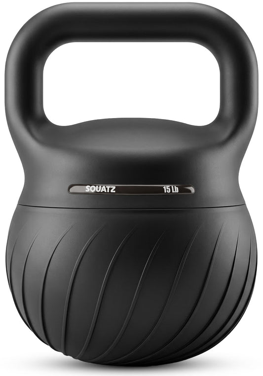 Squatz 15-Lb Soft Drop Kettlebell With Extra-Wide Handle And Sand-Filled Cushioned Base For Home Gym & Strength Training (Black)