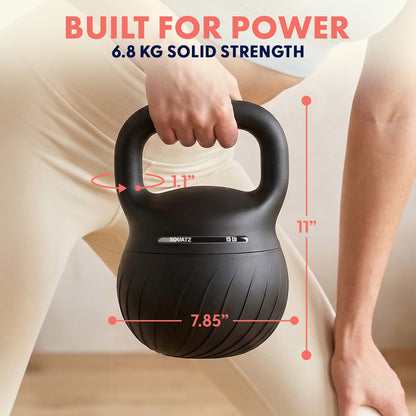 Squatz 15-Lb Soft Drop Kettlebell With Extra-Wide Handle And Sand-Filled Cushioned Base For Home Gym & Strength Training (Black)