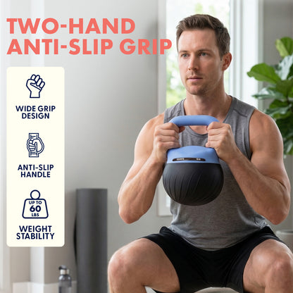 Squatz Soft Drop Kettlebell Set With Extra-Wide Handle Multiple Weight Options And Sand-Filled Cushioned Base For Home Gym & Strength Training