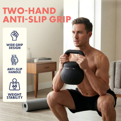 Squatz Soft Drop Kettlebell Set With Extra-Wide Handle Multiple Weight Options And Sand-Filled Cushioned Base For Home Gym & Strength Training