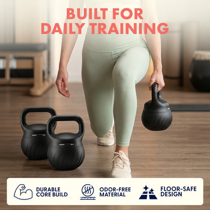 Squatz Soft Drop Kettlebell Set With Extra-Wide Handle Multiple Weight Options And Sand-Filled Cushioned Base For Home Gym & Strength Training