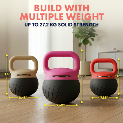 Squatz Soft Drop Kettlebell Set With Extra-Wide Handle Multiple Weight Options And Sand-Filled Cushioned Base For Home Gym & Strength Training