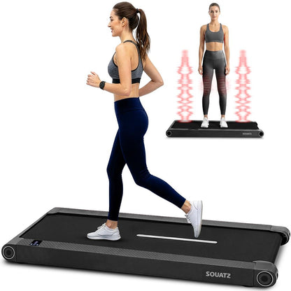 Squatz 2-In-1 Walking Pad With Vibration Plates – Compact Treadmill With 1.0Hp Motor Led Display & Remote Control (Black)