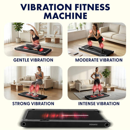 Squatz 2-In-1 Walking Pad With Vibration Plates – Compact Treadmill With 1.0Hp Motor Led Display & Remote Control (Black)