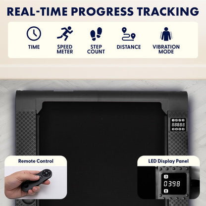 Squatz 2-In-1 Walking Pad With Vibration Plates – Compact Treadmill With 1.0Hp Motor Led Display & Remote Control (Black)