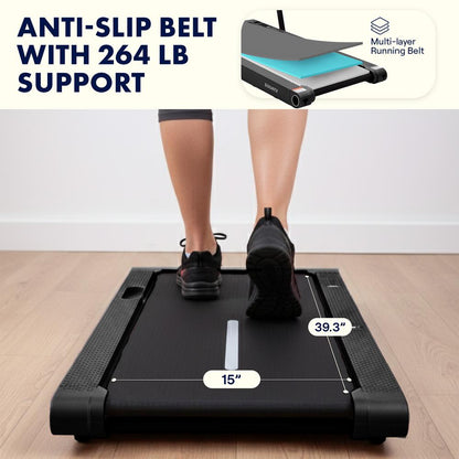 Squatz 2-In-1 Walking Pad With Vibration Plates – Compact Treadmill With 1.0Hp Motor Led Display & Remote Control (Black)
