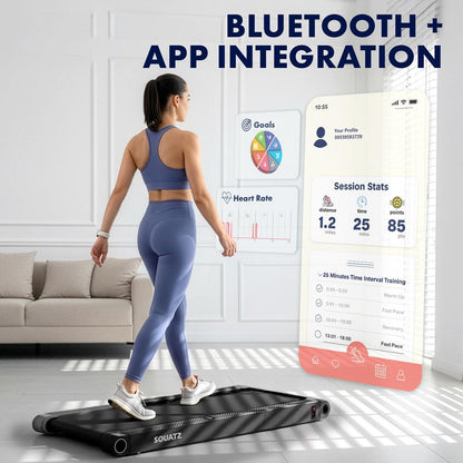 Squatz 2-In-1 Walking Pad With Vibration Plates – Compact Treadmill With 1.0Hp Motor Led Display & Remote Control (Black)