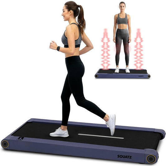 Squatz 2-In-1 Walking Pad With Vibration Plates – Compact Treadmill With 1.0Hp Motor Led Display & Remote Control (Blue)
