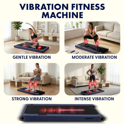 Squatz 2-In-1 Walking Pad With Vibration Plates – Compact Treadmill With 1.0Hp Motor Led Display & Remote Control (Blue)
