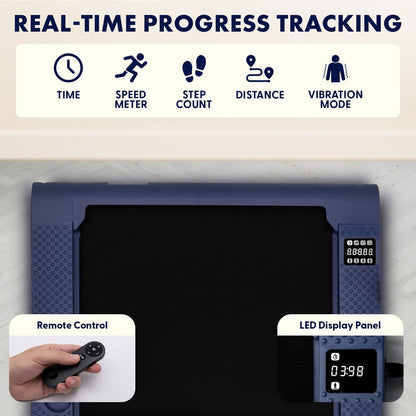 Squatz 2-In-1 Walking Pad With Vibration Plates – Compact Treadmill With 1.0Hp Motor Led Display & Remote Control (Blue)