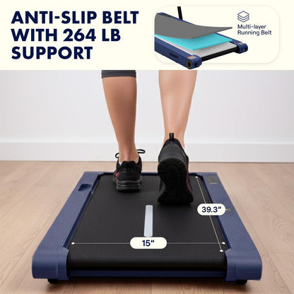 Squatz 2-In-1 Walking Pad With Vibration Plates – Compact Treadmill With 1.0Hp Motor Led Display & Remote Control (Blue)