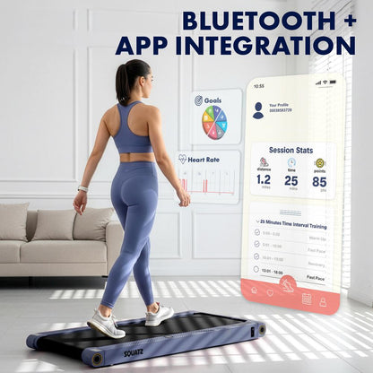 Squatz 2-In-1 Walking Pad With Vibration Plates – Compact Treadmill With 1.0Hp Motor Led Display & Remote Control (Blue)