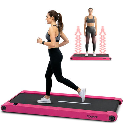 Squatz 2-In-1 Walking Pad With Vibration Plates – Compact Treadmill With 1.0Hp Motor Led Display & Remote Control (Pink)