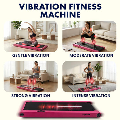 Squatz 2-In-1 Walking Pad With Vibration Plates – Compact Treadmill With 1.0Hp Motor Led Display & Remote Control (Pink)