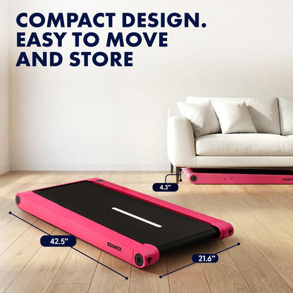 Squatz 2-In-1 Walking Pad With Vibration Plates – Compact Treadmill With 1.0Hp Motor Led Display & Remote Control (Pink)