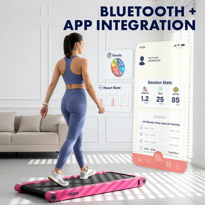 Squatz 2-In-1 Walking Pad With Vibration Plates – Compact Treadmill With 1.0Hp Motor Led Display & Remote Control (Pink)