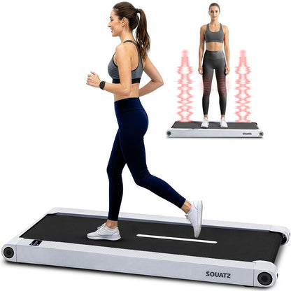 Squatz 2-In-1 Walking Pad With Vibration Plates – Compact Treadmill With 1.0Hp Motor Led Display & Remote Control (Gray)
