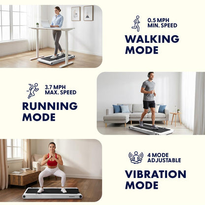 Squatz 2-In-1 Walking Pad With Vibration Plates – Compact Treadmill With 1.0Hp Motor Led Display & Remote Control (Gray)