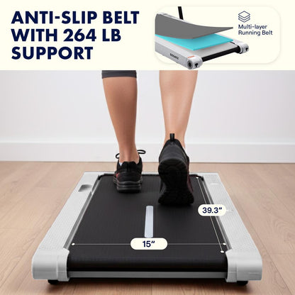 Squatz 2-In-1 Walking Pad With Vibration Plates – Compact Treadmill With 1.0Hp Motor Led Display & Remote Control (Gray)