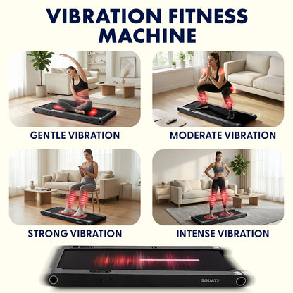 Squatz 2-In-1 Walking Pad With Vibration Plates And Handle Bar – Compact Treadmill With 1.0Hp Motor Large Walking Surface Led Display Device Holder And Remote Control (Black)
