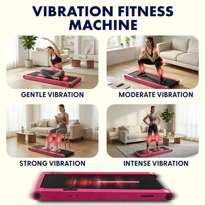 Squatz 2-In-1 Walking Pad With Vibration Plates And Handle Bar – Compact Treadmill With 1.0Hp Motor Large Walking Surface Led Display Device Holder And Remote Control (Pink)